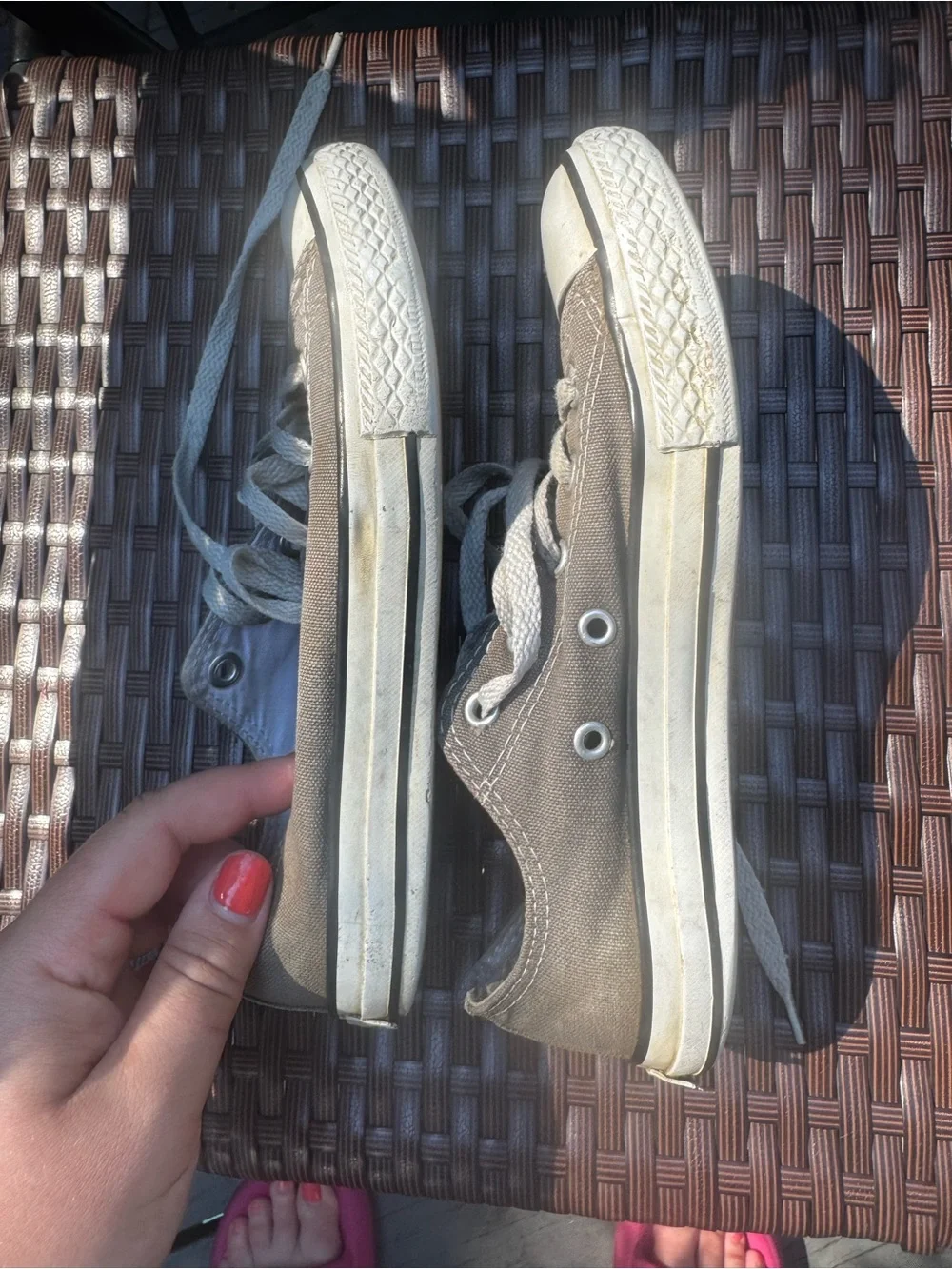 Converse Chuck Taylor All Star Kids Low Top Sneakers Youth Size 3 Gray and White